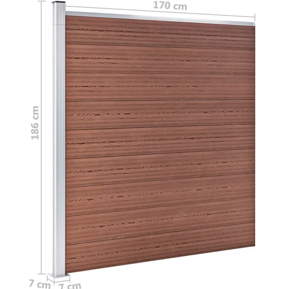 vidaXL Vallas De Jardín-Set de valla 5 cuadradas + 1 oblicua WPC marrón 965x186 cm