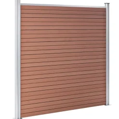 vidaXL Vallas De Jardín-Set de valla 5 cuadradas + 1 oblicua WPC marrón 965x186 cm