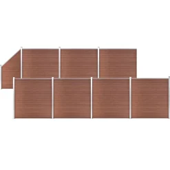 vidaXL Set de valla 7 cuadradas + 1 oblicua WPC marrón 1311x186 cm Marr&oacute;n Hot