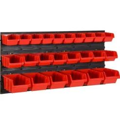 vidaXL Set estantes taller 26 pzas polipropileno rojo y negro 77x39 cm Clearance
