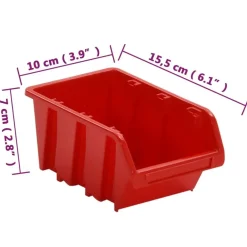 vidaXL Set estantes taller 26 pzas polipropileno rojo y negro 77x39 cm Clearance