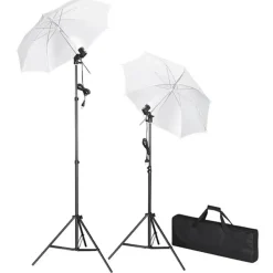 vidaXL Set estudio fotográfico con telones de fondo, focos y paraguas New