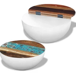 vidaXL Mesas-Set mesa de centro forma cuenco 2 uds madera maciza reciclada