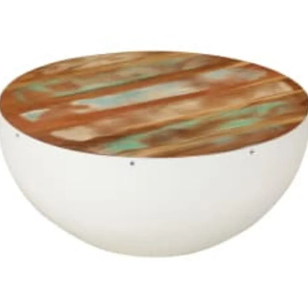 vidaXL Mesas-Set mesa de centro forma cuenco 2 uds madera maciza reciclada