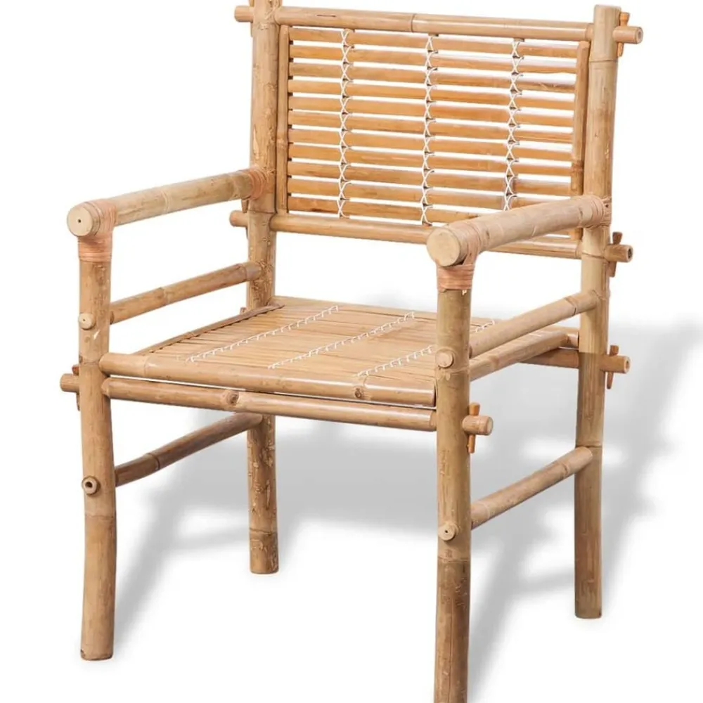 vidaXL Muebles De Jardín-Set mesa y sillas terraza 3 pzas con cojines bambú