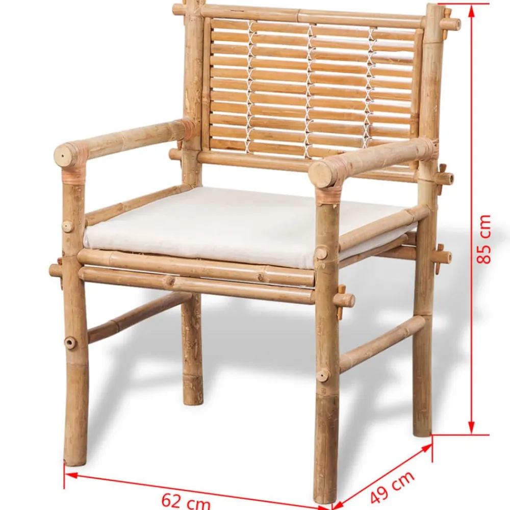 vidaXL Muebles De Jardín-Set mesa y sillas terraza 3 pzas con cojines bambú