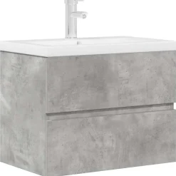 vidaXL Set muebles de baño 2 piezas madera contrachapada gris hormigón Gris hormigón Best
