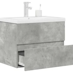 vidaXL Set muebles de baño 2 piezas madera contrachapada gris hormigón Gris hormig&oacute;n Best
