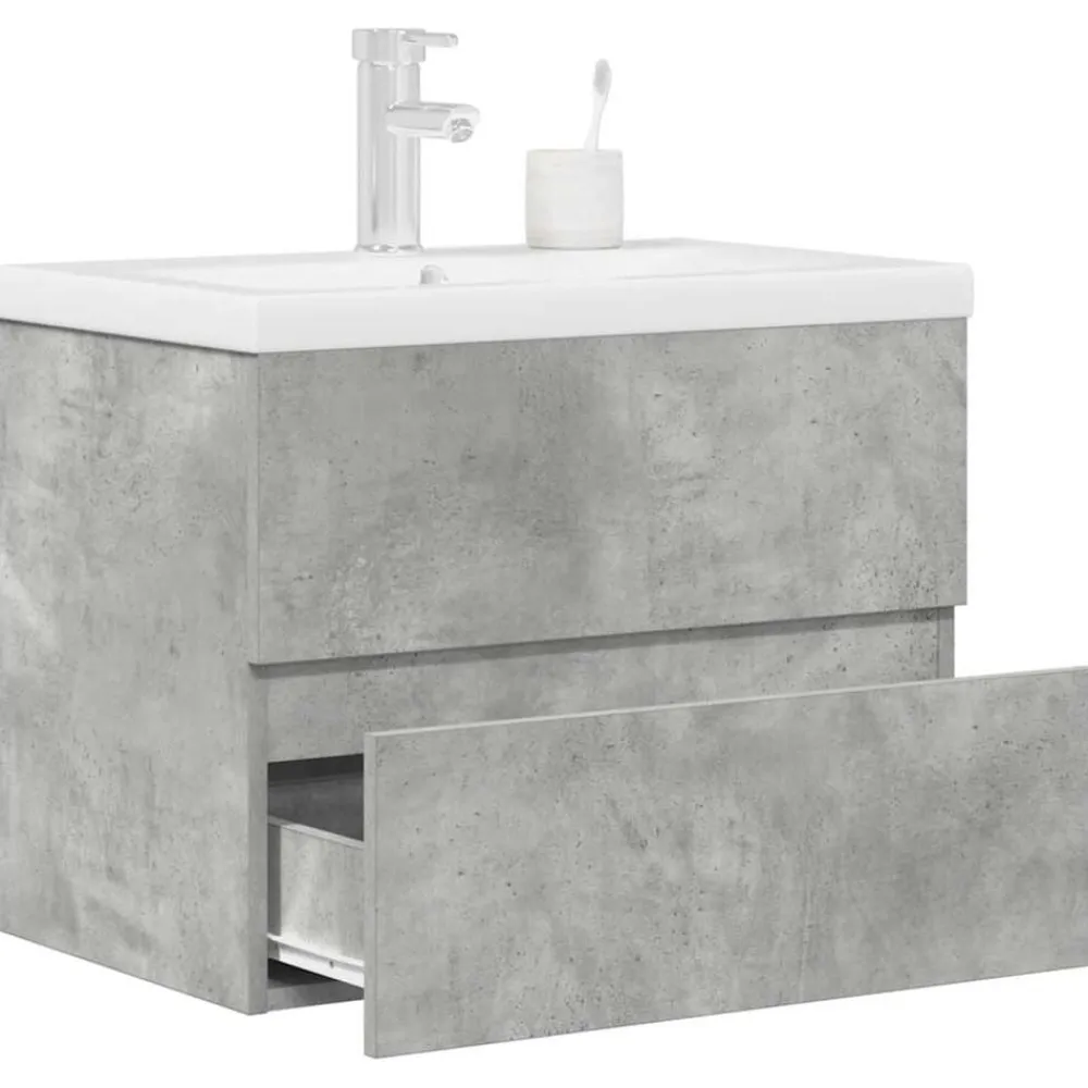 vidaXL Set muebles de baño 2 piezas madera contrachapada gris hormigón Gris hormigón Best