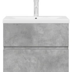 vidaXL Set muebles de baño 2 piezas madera contrachapada gris hormigón Gris hormigón Best