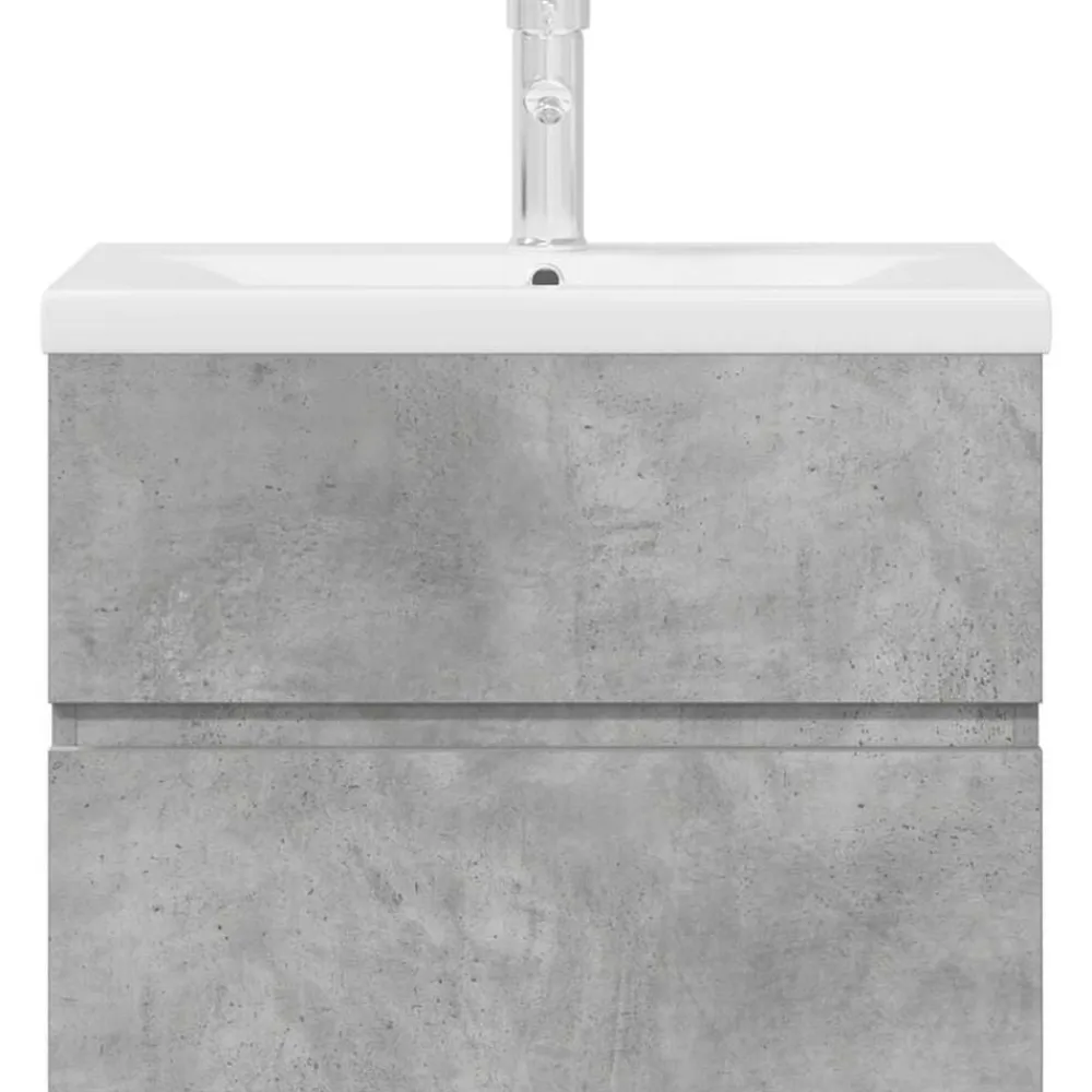 vidaXL Set muebles de baño 2 piezas madera contrachapada gris hormigón Gris hormigón Best