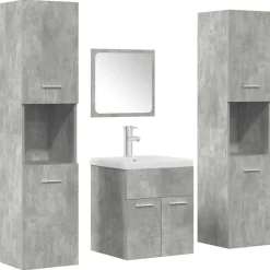 vidaXL Conjuntos De Muebles-Set muebles de baño 5 piezas madera ingeniería gris hormigón