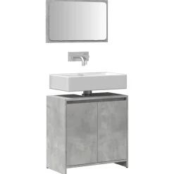 vidaXL Set muebles de baño 2 piezas madera contrachapada gris hormigón Gris hormig&oacute;n Best