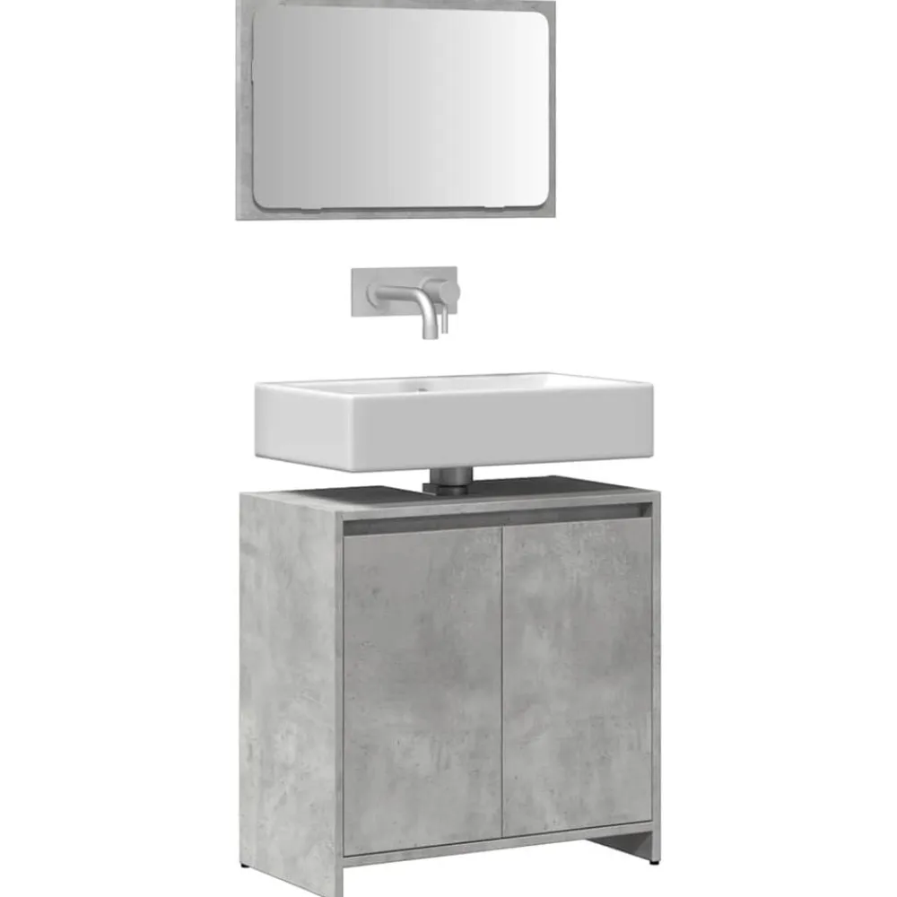 vidaXL Set muebles de baño 2 piezas madera contrachapada gris hormigón Gris hormigón Best