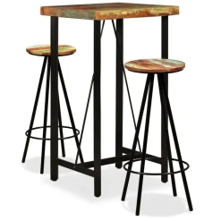 vidaXL Set muebles de bar 3 piezas madera maciza reciclada Sale