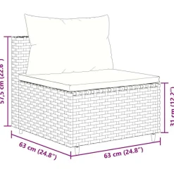 vidaXL Muebles De Jardín-Set muebles de jardín 7 piezas y cojines ratán sintético marrón