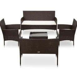 vidaXL Set muebles de jardín 5 piezas y cojines ratán sintético marrón Marr&oacute;n Best