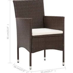 vidaXL Set muebles de jardín 5 piezas y cojines ratán sintético marrón Marr&oacute;n Best