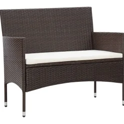 vidaXL Set muebles de jardín 5 piezas y cojines ratán sintético marrón Marr&oacute;n Best