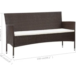 vidaXL Set muebles de jardín 5 piezas y cojines ratán sintético marrón Marr&oacute;n Best