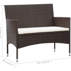 vidaXL Set muebles de jardín 5 piezas y cojines ratán sintético marrón Marr&oacute;n Best