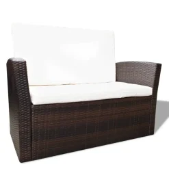 vidaXL Muebles De Jardín-Set muebles de jardín 4 piezas y cojines ratán sintético marrón