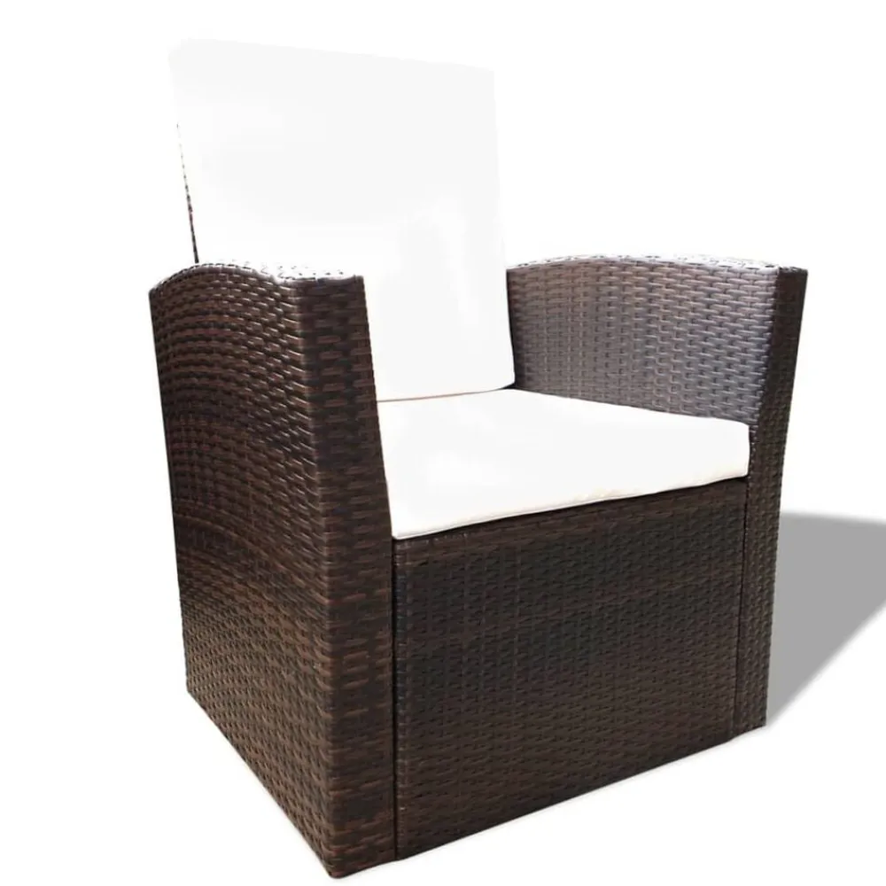 vidaXL Muebles De Jardín-Set muebles de jardín 4 piezas y cojines ratán sintético marrón