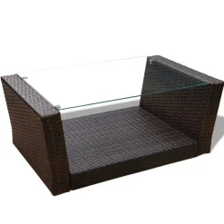 vidaXL Muebles De Jardín-Set muebles de jardín 4 piezas y cojines ratán sintético marrón