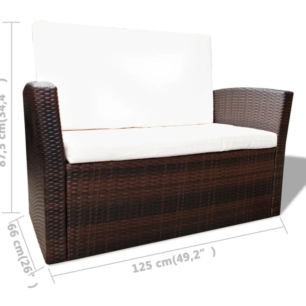 vidaXL Muebles De Jardín-Set muebles de jardín 4 piezas y cojines ratán sintético marrón