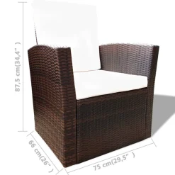 vidaXL Muebles De Jardín-Set muebles de jardín 4 piezas y cojines ratán sintético marrón