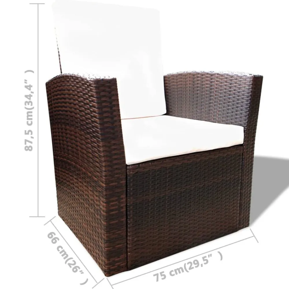 vidaXL Muebles De Jardín-Set muebles de jardín 4 piezas y cojines ratán sintético marrón