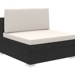 vidaXL Set muebles de jardín 6 piezas y cojines ratán sintético negro Negro y blanco