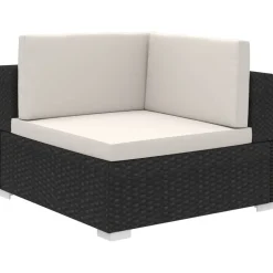 vidaXL Set muebles de jardín 6 piezas y cojines ratán sintético negro Negro y blanco