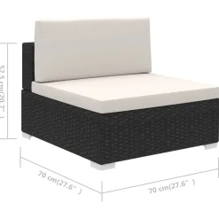 vidaXL Set muebles de jardín 6 piezas y cojines ratán sintético negro Negro y blanco