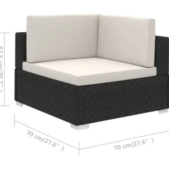 vidaXL Set muebles de jardín 6 piezas y cojines ratán sintético negro Negro y blanco