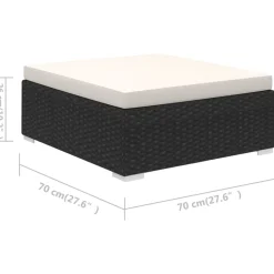 vidaXL Set muebles de jardín 6 piezas y cojines ratán sintético negro Negro y blanco