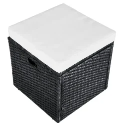 vidaXL Muebles De Jardín-Set muebles de jardín 4 piezas y cojines ratán sintético negro