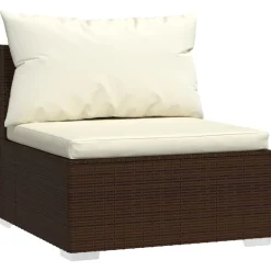 vidaXL Set muebles de jardín 5 piezas y cojines ratán sintético marrón Marrón y crema Discount