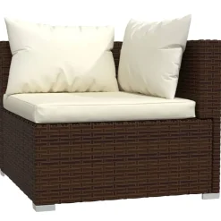 vidaXL Set muebles de jardín 5 piezas y cojines ratán sintético marrón Marrón y crema Discount