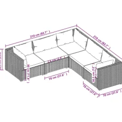 vidaXL Set muebles de jardín 5 piezas y cojines ratán sintético marrón Marrón y crema Discount