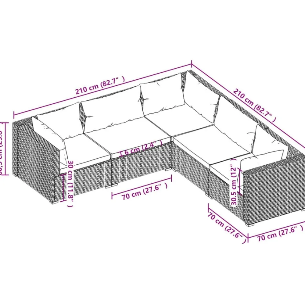 vidaXL Set muebles de jardín 5 piezas y cojines ratán sintético marrón Marrón y crema Discount