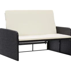 vidaXL Muebles De Jardín-Set muebles de jardín 2 piezas y cojines ratán sintético