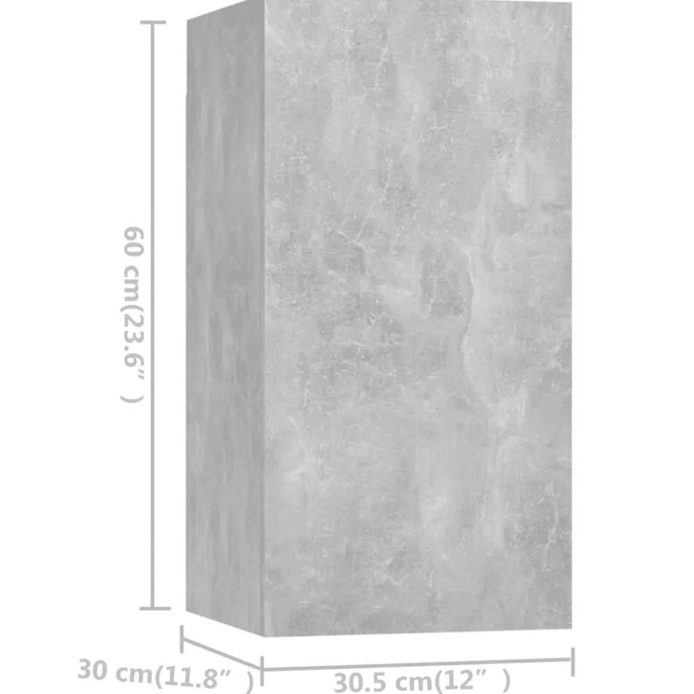 vidaXL Set muebles de salón TV 4 pzas madera ingeniería gris hormigón Gris hormigón Outlet