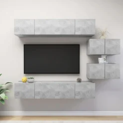 vidaXL Set muebles de salón TV 6 pzas madera ingeniería gris hormigón Gris hormig&oacute;n Best