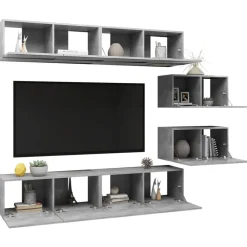 vidaXL Set muebles de salón TV 6 pzas madera ingeniería gris hormigón Gris hormigón Best