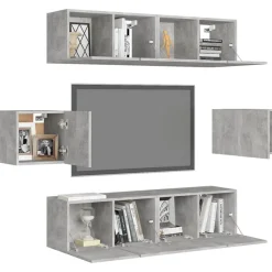 vidaXL Set muebles de salón TV 6 pzas madera ingeniería gris hormigón Gris hormig&oacute;n New