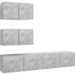 vidaXL Muebles Tv-Set muebles de salón TV 7 pzas madera ingeniería gris hormigón