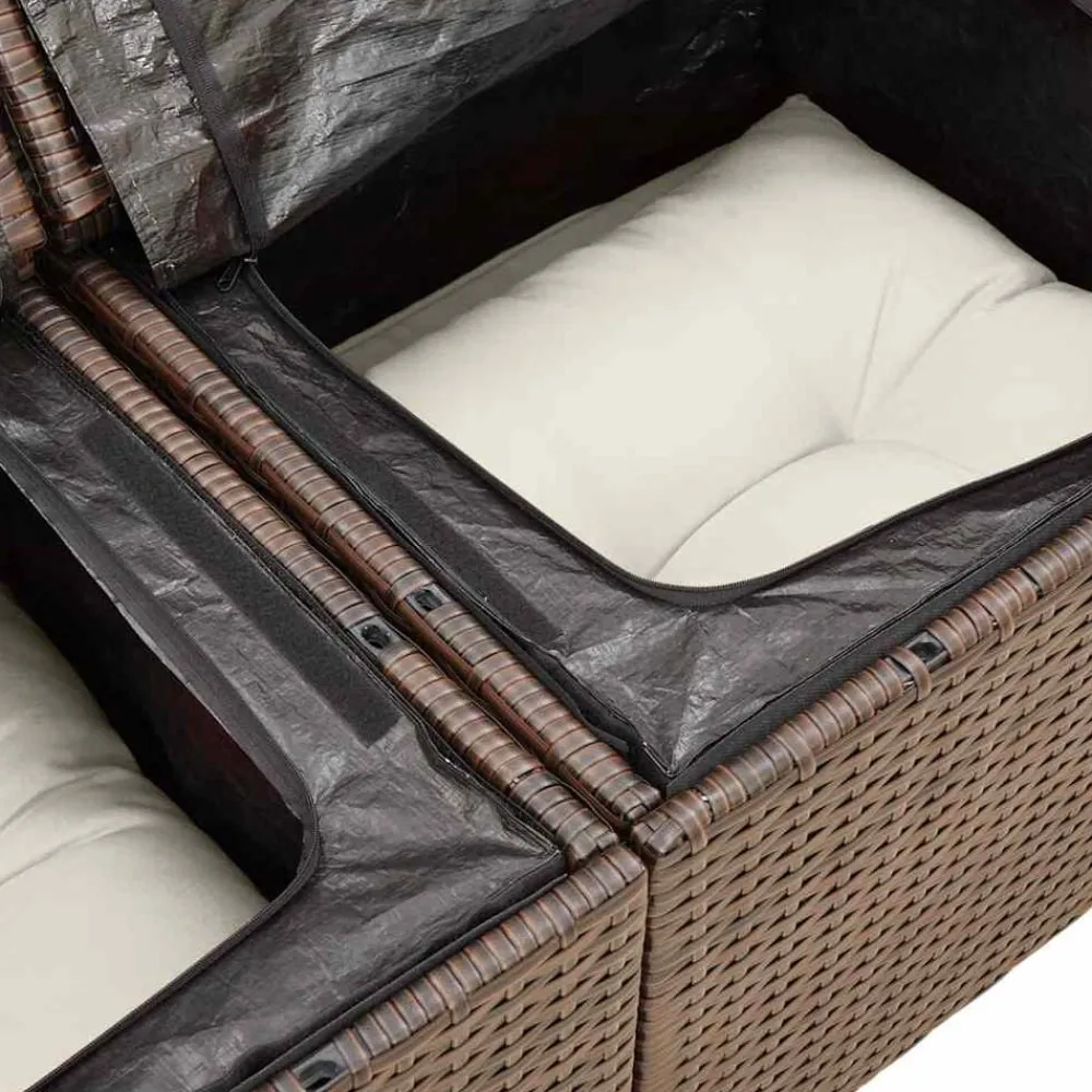 vidaXL Set sofás de jardín 8 piezas y cojines ratán sintético marrón Marrón y crema Hot