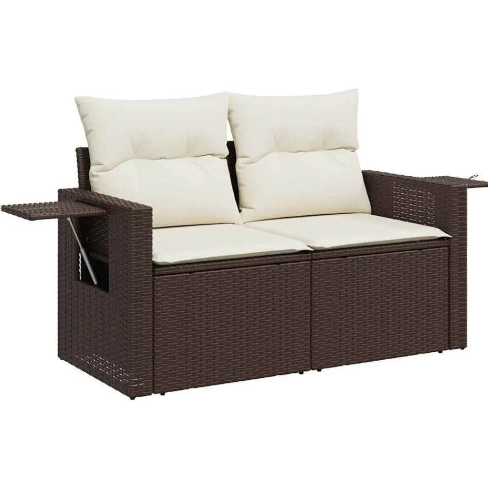 vidaXL Set sofás de jardín 8 piezas y cojines ratán sintético marrón Marrón y crema Hot