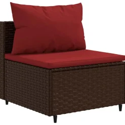 vidaXL Muebles De Jardín-Set sofás de jardín 8 piezas y cojines ratán sintético marrón